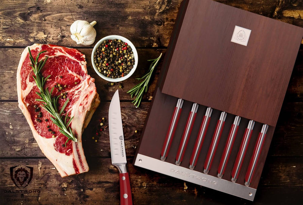 steak knife set beside a raw steak