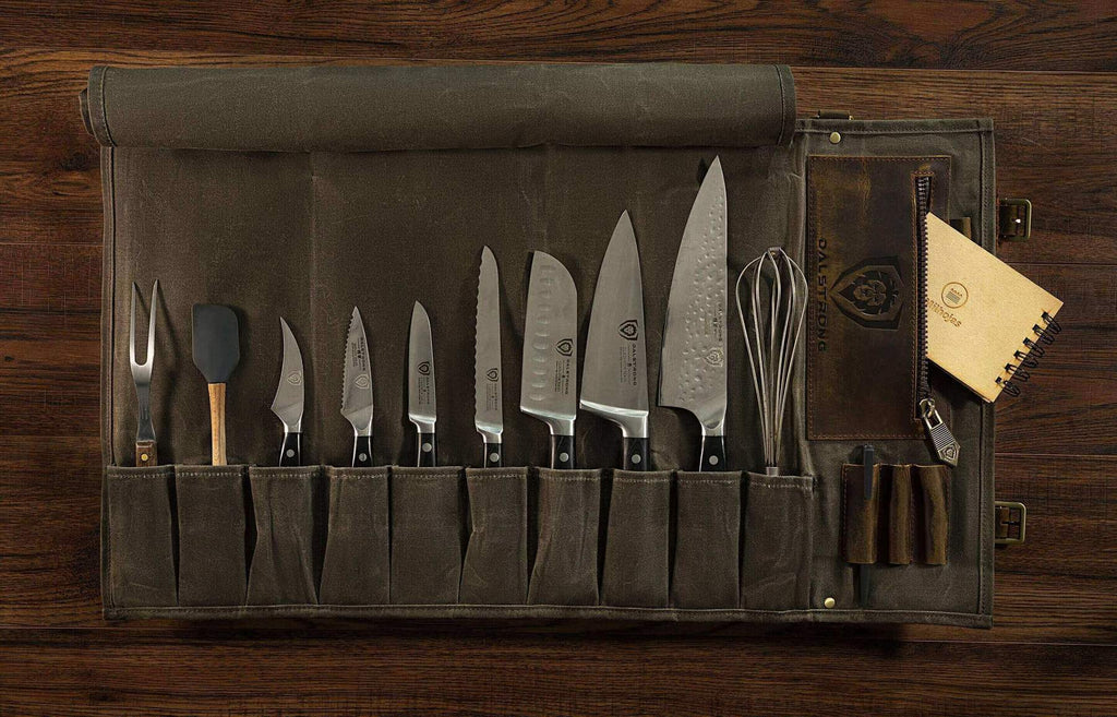 proformapeakmarketing Knife Roll filled with various sized kitchen knives