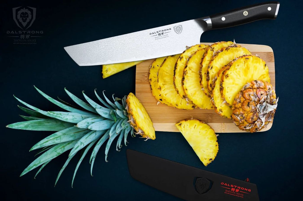 proformapeakmarketing Shogun Series 8"Tanto Knife beside slices of pineapple