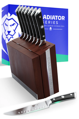 8-Piece Steak Knife Set with Storage Block Gladiator Series | Knives NSF Certified | proformapeakmarketing ©