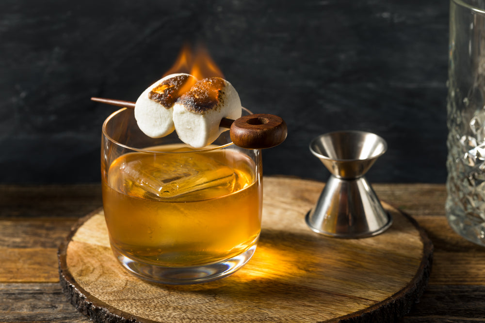 Homemade Smokey Marshmallow Campfire Old Fashioned with Bourbon