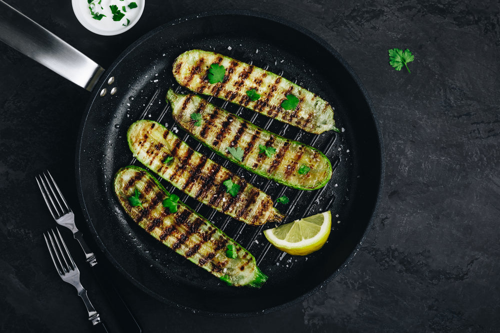 grilled zucchini in a pan